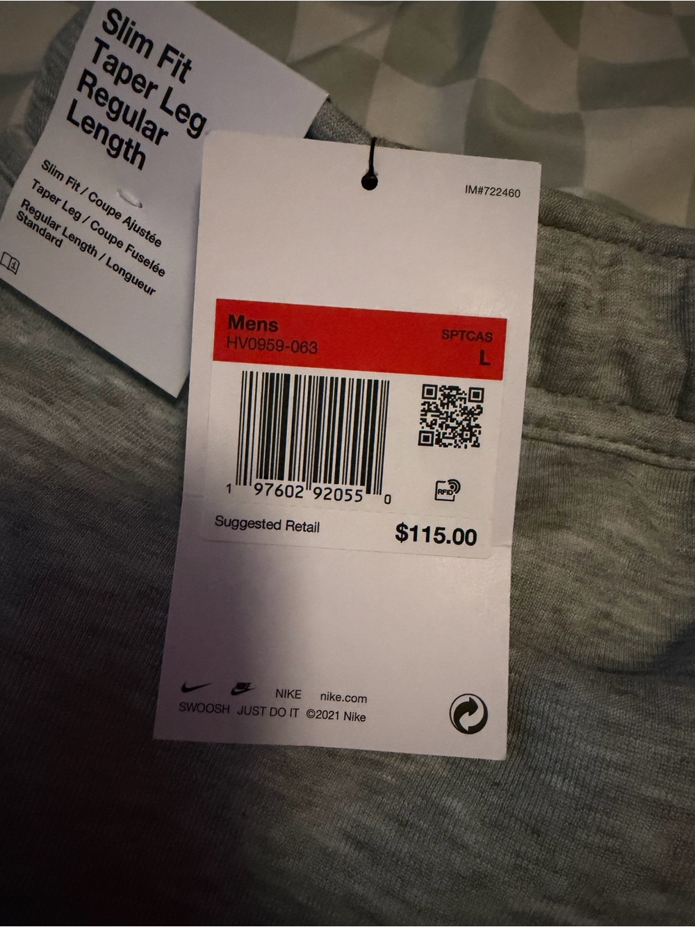 Nike Men's Slim Fit Tapered Joggers - Light Gray